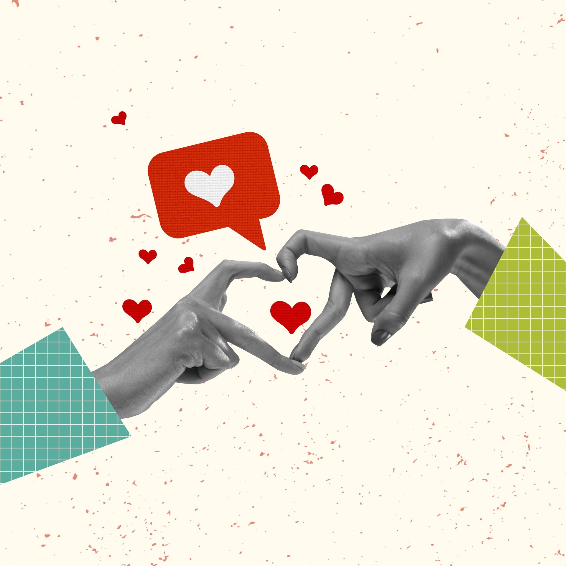 Love. Hands aesthetic on light background, artwork. Concept of human relation, community, togetherness, symbolism, surrealism.